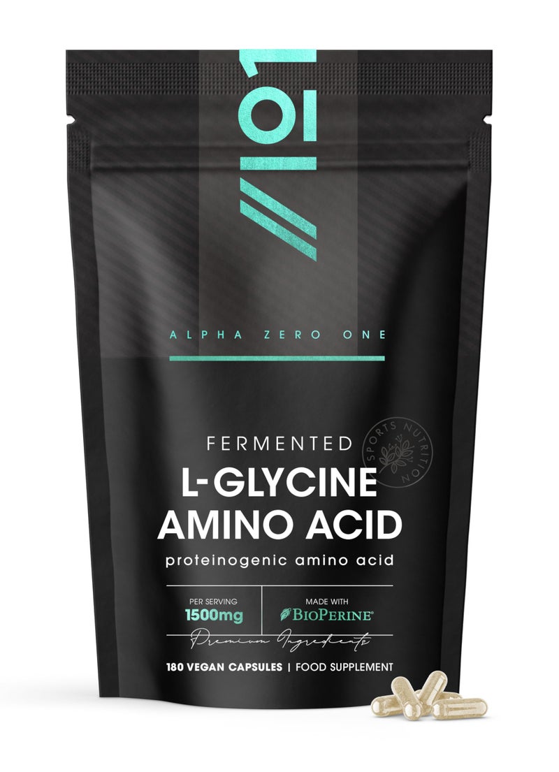 Fermented L Glycine 1500mg with BioPerineÂ® â€“ 180 Vegan Capsules â€“ High Strength L Glycine Amino Acid Supplement â€“ Resealable and Recyclable Pouch by Alpha01